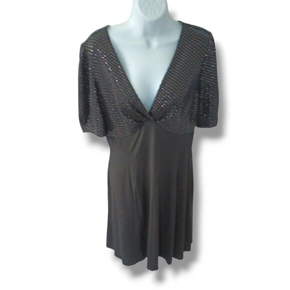 Black Cocktail Party Dress Size 12 Shimmer & Sparkle - Picture 2 of 2